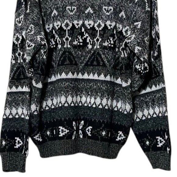 Vintage 1990's City Streets Black and Gray Abstract Grandpa Sweater - Picture 6 of 8